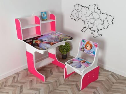 Дитяча парта шкільна розтишка зі стільцем Принцеса Софія (Princess Sofia) 102, малинова **