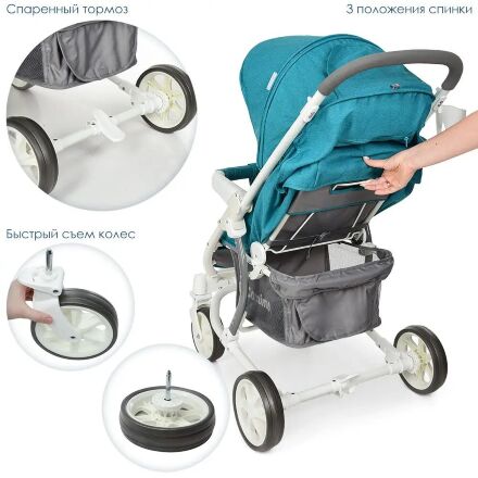 Коляска прогулочная El Camino ME 1011L ZETA Lagoon бірюзовий**