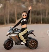 Дитячий електромотоцикл Трицикл M 5050EL-11 MP3, USB шкіряне сидіння, звукові та світлові ефекти / срібло