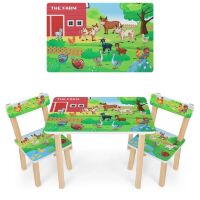 Дитячий пластиковий столик з двома стільчиками Bambi ETZY-13 бежево-коричневий