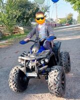 Дитячий електро квадроцикл M 4795EBLR-4 чотири мотори, шкіряне сидіння, музика, світло, синій