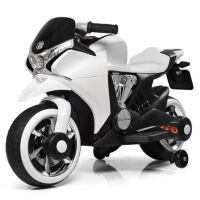 Дитячий електромобіль мотоцикл Bambi M 3682L-1 на акумуляторі на пластикових колесах / колір білий