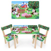 Дитячий столик з двома стільчиками Bambi 501-10 дерев'яний / забарвлення Ферма**