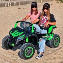 Дитячий двомісний електромобіль Джип Квадроцикл 4WD M 4627EBLR-5(24V) на EVA колесах. М'яке сидіння.Зелений