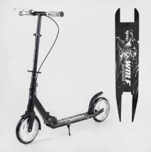 Двоколісний складаний алюмінієвий самокат Best Scooter W-17025 "WOLF" з амортизатором/ручне гальмо/чорний