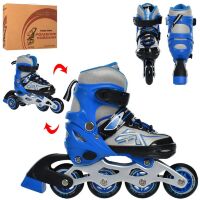 Дитячі розсувні ролики PROFI A4148-XS-BL алюмінієва рама/КОМБО/розмір 27-30 устілка 16cм/сині