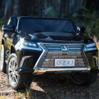 Дитячий двомісний електромобіль Джип 4WD M 3906EBLR-2 Lexus LX 570 шкіряне сидіння, музика, світло / чорний