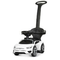 Машина каталка толокар BAMBI M 4318L-1 музика світло шкіряне сидіння батьківська ручка електромобіль біла