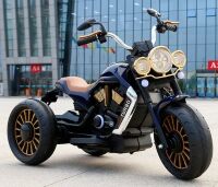 Дитячий електромотоцикл Трицикл M 5047EL-2 шкіряне сидіння, MP3, USB, світлові ефекти / чорний
