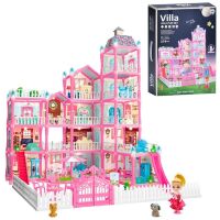 Ляльковий будиночок пластик 556-52A Будинок для ляльок 5 поверхів, лялька 10 см, тварини, меблі, світлові ефекти