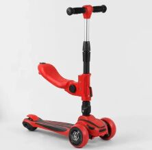 Дитячий триколісний самокат з сидінням Best Scooter ST-18003 MAXI складаний алюмінієвий кермо / червоний