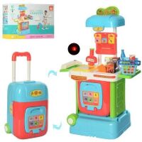 Дитяча кухня у валізі-візку W807, блакитна