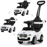 Дитяча машинка каталка-толокар Bambi 2 в 1 M 4121L-1 батьківська ручка музика світ білий