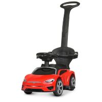 Машина каталка толокар BAMBI M 4318L-3 музика світло шкіряне сидіння батьківська ручка червона електромобіль