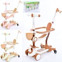 Дитячий триколісний самокат MAXI 5в1 (беговел) iTrike JR 3-085 музика, сидіння, кошик, бампер, 3 кольори