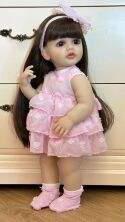 Вінілова лялька 55 см ручної роботи велика Reborn Baby Doll зі справжнім волоссям та красивими очима