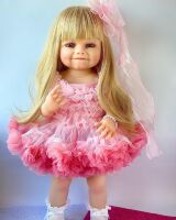 Вінілова лялька 55 см ручної роботи Reborn Baby Doll з живими великими очима та справжнім волоссям