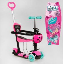 Самокат дитячий триколісний 5в1 Best Scooter 88011 "Русалонька" самокат+беговел+каталка з ручкою) для дівчинки