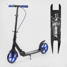 Двоколісний складаний алюмінієвий самокат Best Scooter W-23949 "WOLF" з амортизатором/ручне гальмо/синій
