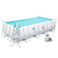 Каркасний прямокутний басейн BESTWAY 56466 розмір 549-274-122 см об'єм 14812 л з фільтр-насосом Драбина