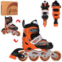 Дитячі розсувні ролики PROFI A4148-XS-OR алюмінієва рама/КОМБО/розмір 27-30 устілка 16cм/жовтогарячі