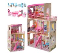 Дерев'яний будиночок для ляльок Bambi MD 2411 три поверхи і меблі**