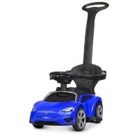 Машина каталка толокар BAMBI M 4318L-4 музика світло шкіряне сидіння батьківська ручка синя електромобіль