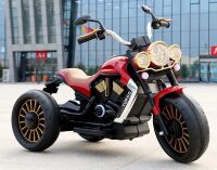 Дитячий електромотоцикл Трицикл M 5047EL-3 шкіряне сидіння, MP3, USB, світлові ефекти / червоний