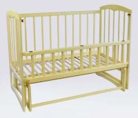 Дитяче ліжечко дерев'яна маятник з відкидним бортом "Спимо" вільха - колір слонова кістка