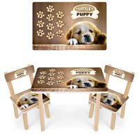 Дитячий пластиковий столик з двома стільчиками Bambi ETZY-13 бежево-коричневий