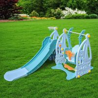 Дитяча пластикова гірка Гойдалка BAMBI WM19016-4 з баскетбольним кільцем блакитна**