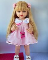 Реалістична вінілова лялька зі справжнім довгим волоссям та красивими очима Reborn Baby Doll