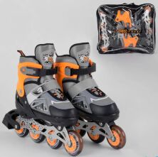 Дитячі Підліткові Ролики 5977-M Best Roller розмір 34-37 PU колеса переднє світиться / помаранчеві в сумці