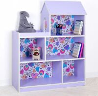 Будиночок стелаж Дитяча полиця для іграшок і книг 305-10 лаванда Сердечка**