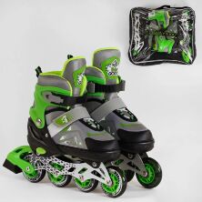 Дитячі Розсувні Ролики 65477-M Best Roller розмір 34-37 колеса PU / переднє світло / зелені