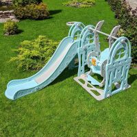 Дитяча пластикова гірка Гойдалка BAMBI WM19017-4-2 з баскетбольним кільцем сіро-блакитна**