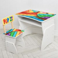 Дитяча парта регульована шкільна зі стільцем 905-127 Поп Іт Попит біла**