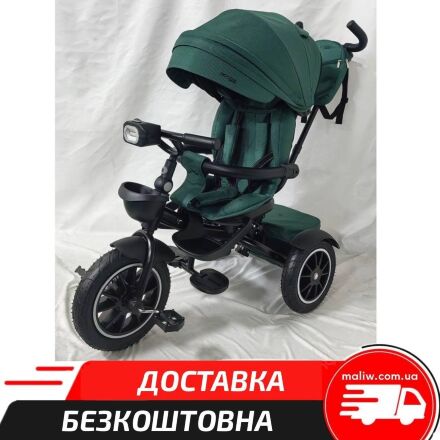 Дитячий триколісний велосипед коляска EL CAMINO ME 1193 MODENA Green з фарою зелений