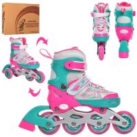 Дитячі розсувні ролики PROFI A4148-XS-PBL алюмінієва рама/КОМБО/розмір 27-30 устілка 16cм/бірюзові