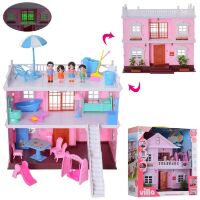 Ігровий будиночок Bambi KB99-33-A два поверхи меблі фігурки світло на батарейках