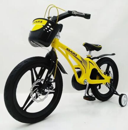 Велосипед дитячий двоколісний MARS-18 дискові гальма колеса 18 дюймів жовтий