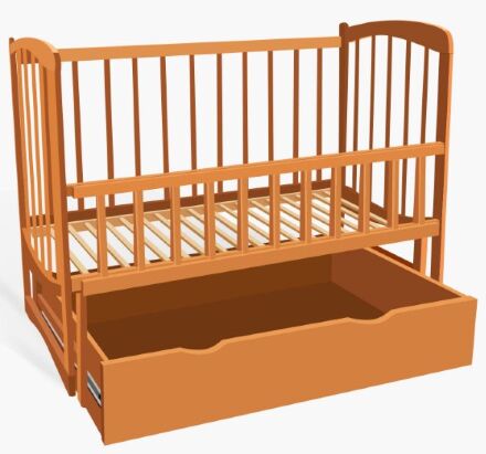 Дитяче ліжечко дерев'яна маятник з висувним ящиком-шухлядою відкидним бортом "Комета" вільха колір