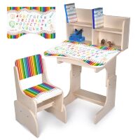 Дитяча регульована парта зі стільцем розтишка N 2071-11-2 "Олівці" українська абетка, венге світлий