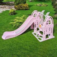 Дитяча пластикова гірка Гойдалка BAMBI WM19017-8 з баскетбольним кільцем сіро-рожева**