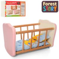 Ігрова ліжечко гойдалка дитяче для ляльки FS 05 Лялькова дерев'яна іграшка для дівчинки / рожева**