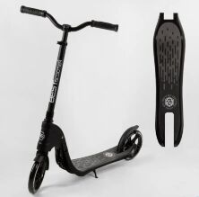 Дитячий двоколісний складаний самокат Best Scooter 74077 з широким велосипедним кермом / колір чорний