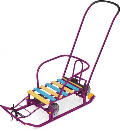 Дитячі Санки трансформер Тимко-5 з висувними колесами і батьківською ручкою (6 коліс) Рожеві Для дівчинки**