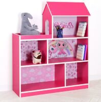 Будиночок стелаж Дитяча полиця для іграшок і книг 305-16 Принцеса і Єдиноріжок малиновий**