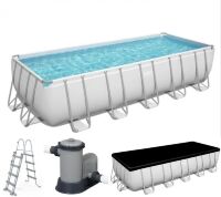 Каркасний прямокутний басейн BESTWAY 5611Z розмір 640-274-132 см об'єм 19280л з фільтр-насосом Драбина