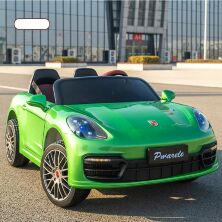 Дитячий двомісний електромобіль M 5826EBLRS-5 Porsche шкіряне сидіння, 4 мотори, MP3, USB, зелений фарбований
